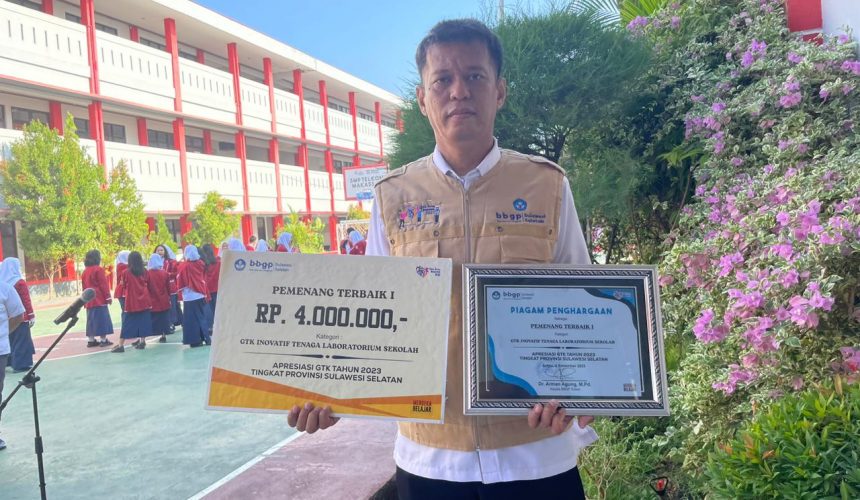 Rusli, S.H. Meraih Juara 1 pada Kategori GTK Inovatif Tenaga Laboratorium Sekolah Tingkat Provinsi Sulawesi Selatan.