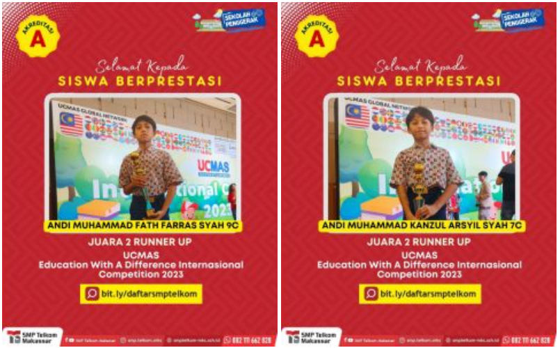 Siswa SMP Telkom Makassar Meraih Prestasi di Event International Competition Abacus Sampoa di Malaysia