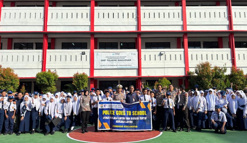Subdit Kamsel Ditlantas Polda Sulsel Gelar Program “Go To School” di SMP Telkom Makassar
