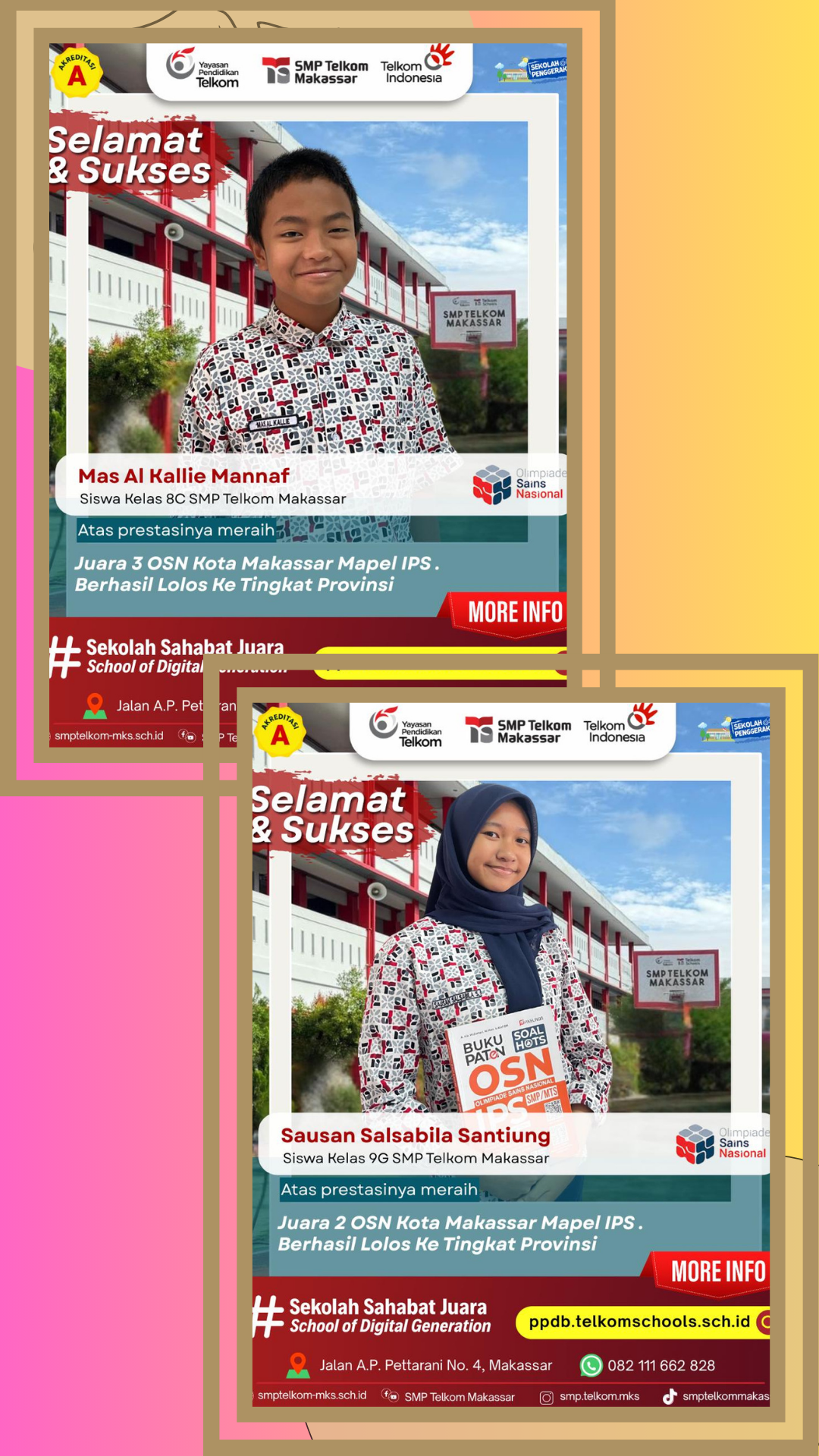 Dua Siswa SMP Telkom Makassar Ikuti Seleksi OSN Tingkat Provinsi