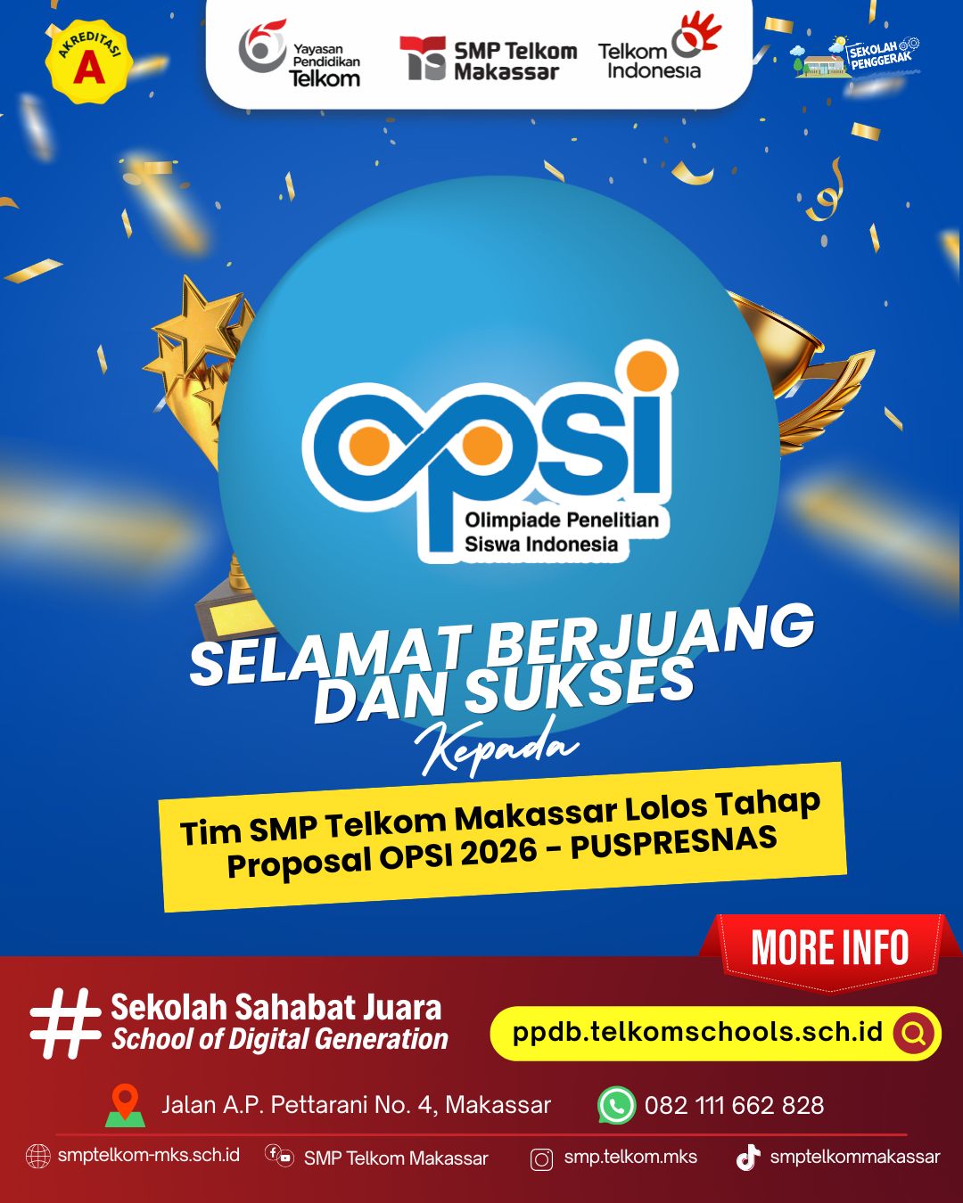 SMP Telkom Makassar Ukir Prestasi di OPSI 2026