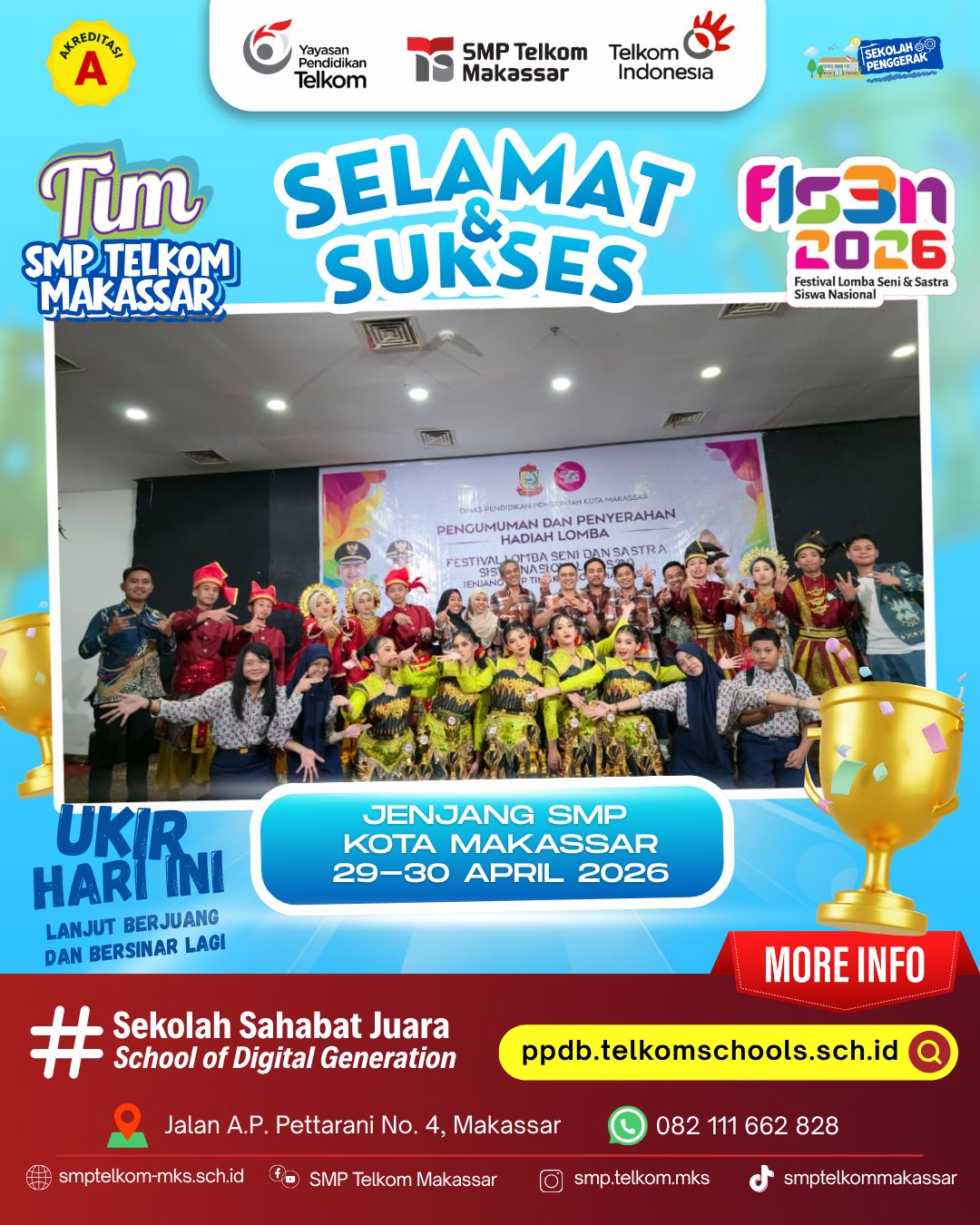 Deretan Prestasi Membanggakan SMP Telkom Makassar di FLS3N 2026 Kota Makassar